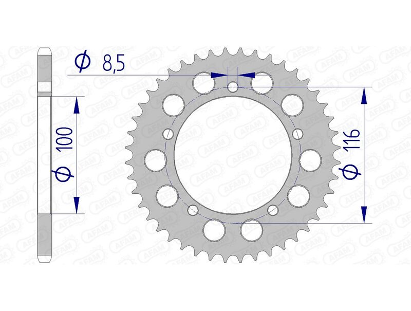 Corona AFAM aluminio 17100 - Paso 420 AFAM 17100N-44