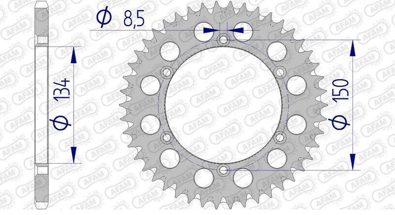 Corona AFAM aluminio ultraligera autolimpiable 17206 - Paso 520 AFAM 17206+46