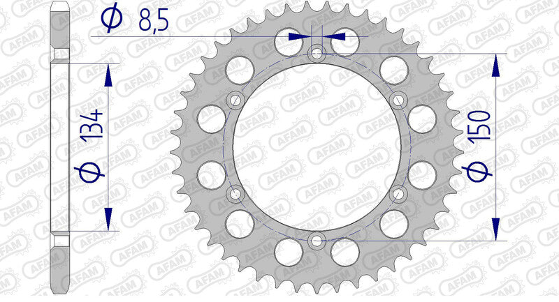 Corona AFAM aluminio ultraligera autolimpiable 17206 - Paso 520 AFAM 17206N-45