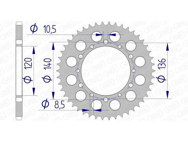 Corona AFAM aluminio 17404 - Paso 520 AFAM 17404-41