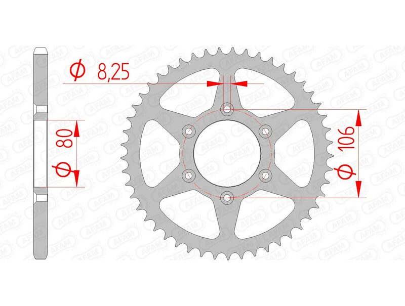 Corona AFAM acero estándar 35204 - Paso 520 AFAM 35204-45