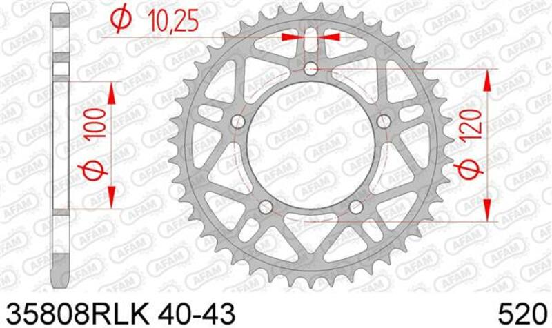 Corona AFAM acero ultraligera 35808 - Paso 520 AFAM 35808RLK-41