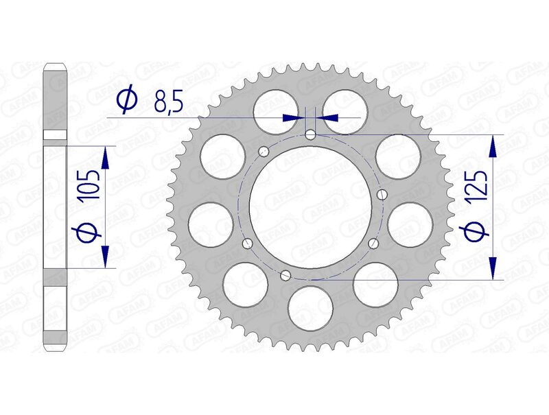Corona AFAM aluminio 48200 - Paso 428 AFAM 48200-58