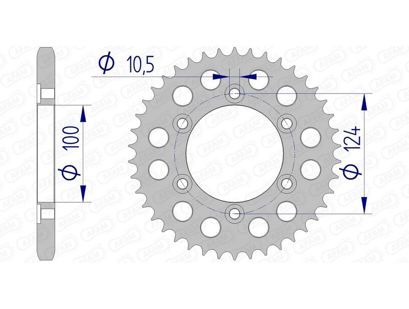 Corona AFAM aluminio 51609 - Paso 525 AFAM 51609-38