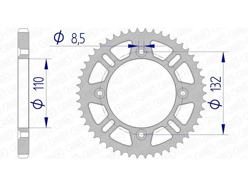 Corona AFAM aluminio 72102 - Paso 428 AFAM 72102N-46