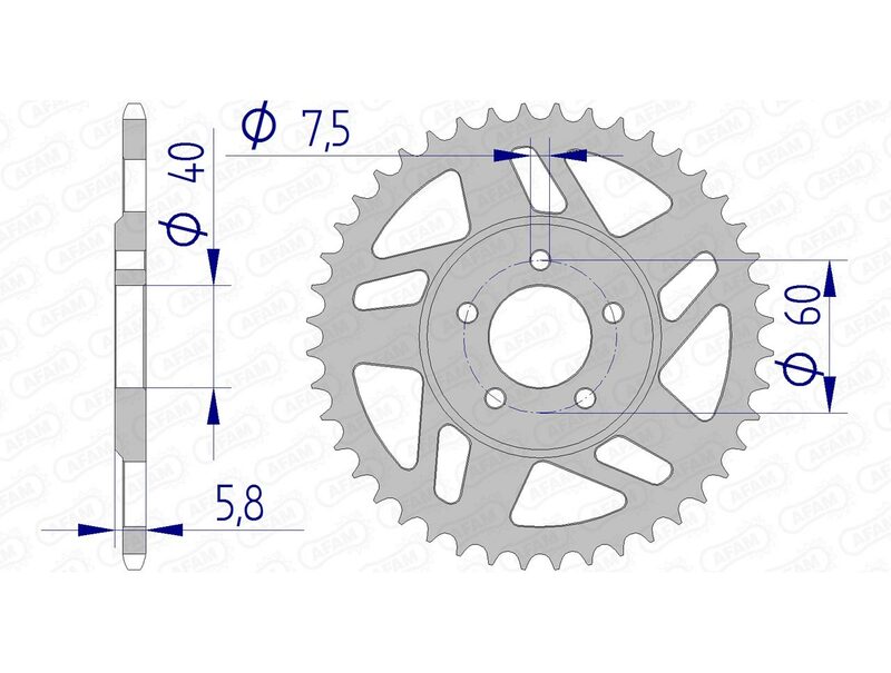 Corona AFAM aluminio 72103 - Paso 415 AFAM 72103N-44