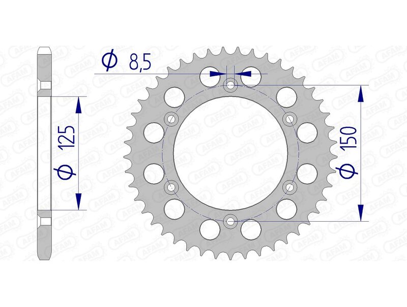 Corona AFAM aluminio 72304 - Paso 520 AFAM 72304N-38