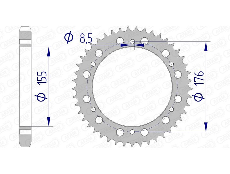 Corona AFAM aluminio 87601 - Paso 530 AFAM 87601-45