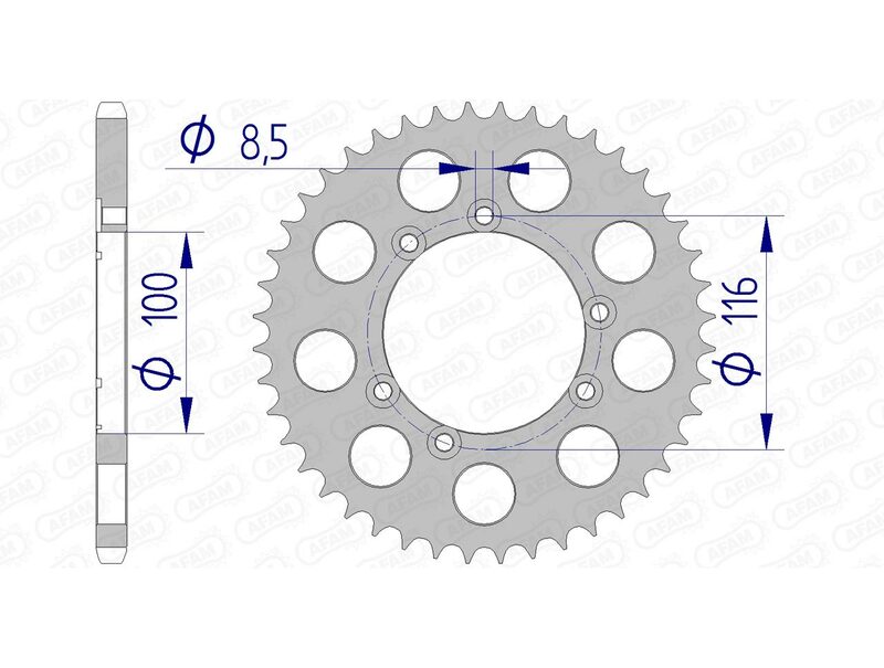 Corona AFAM aluminio 93303 - Paso 520 AFAM 93303-44