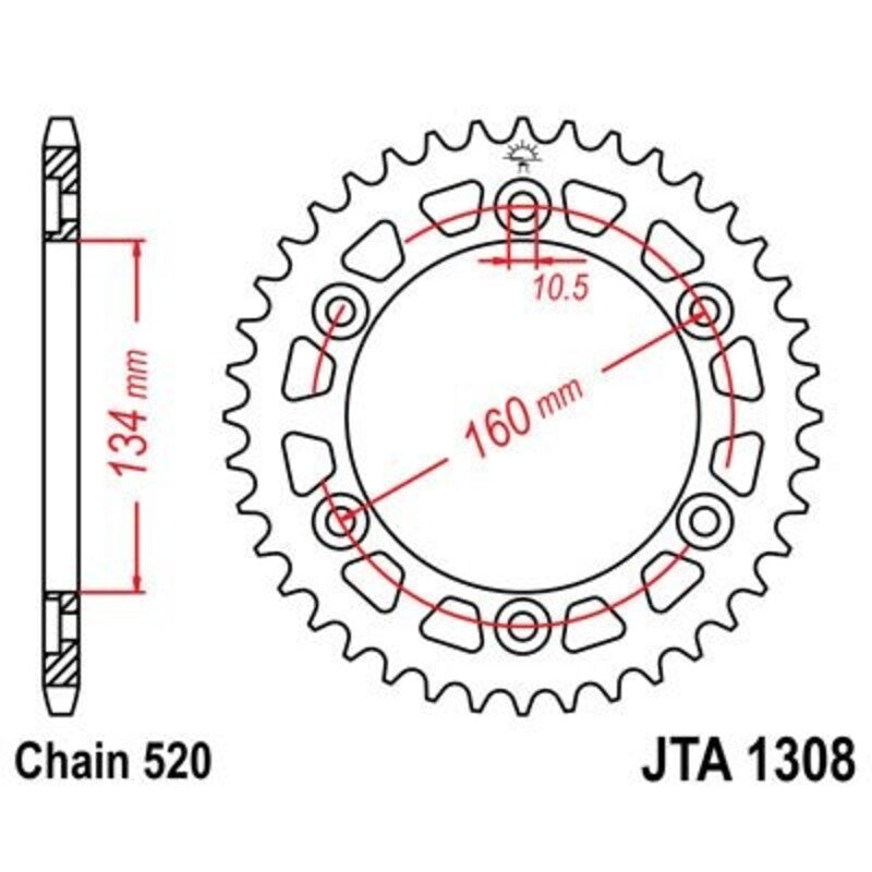 Corona JT 1308 de aluminio con 40 dientes JT SPROCKETS JTA1308.40