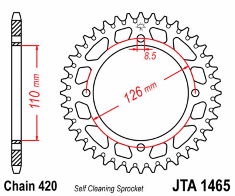 Corona JT 1465 de aluminio con 47 dientes JT SPROCKETS JTA1465.47