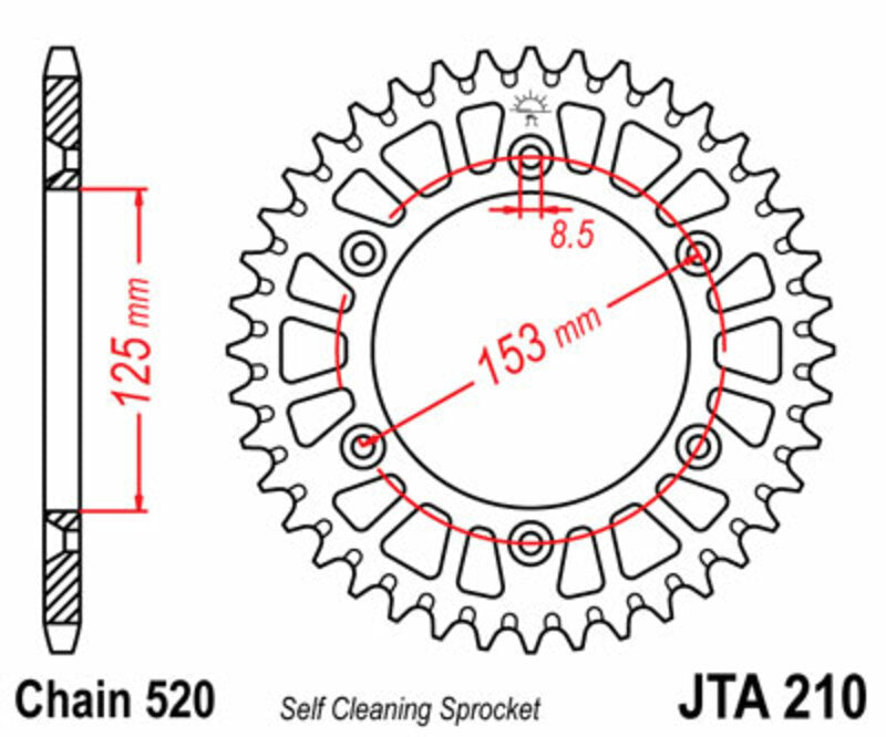 Corona JT 210 de aluminio con 50 dientes JT SPROCKETS JTA210.50