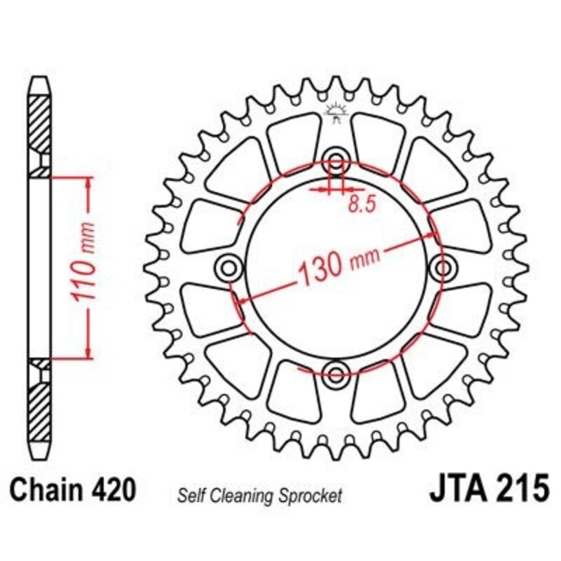 Corona JT 215 de aluminio con 51 dientes JT SPROCKETS JTA215.51