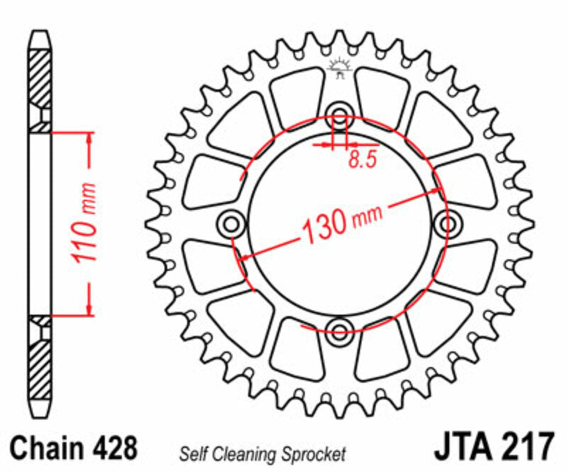 Corona JT 217 de aluminio con 50 dientes JT SPROCKETS JTA217.50