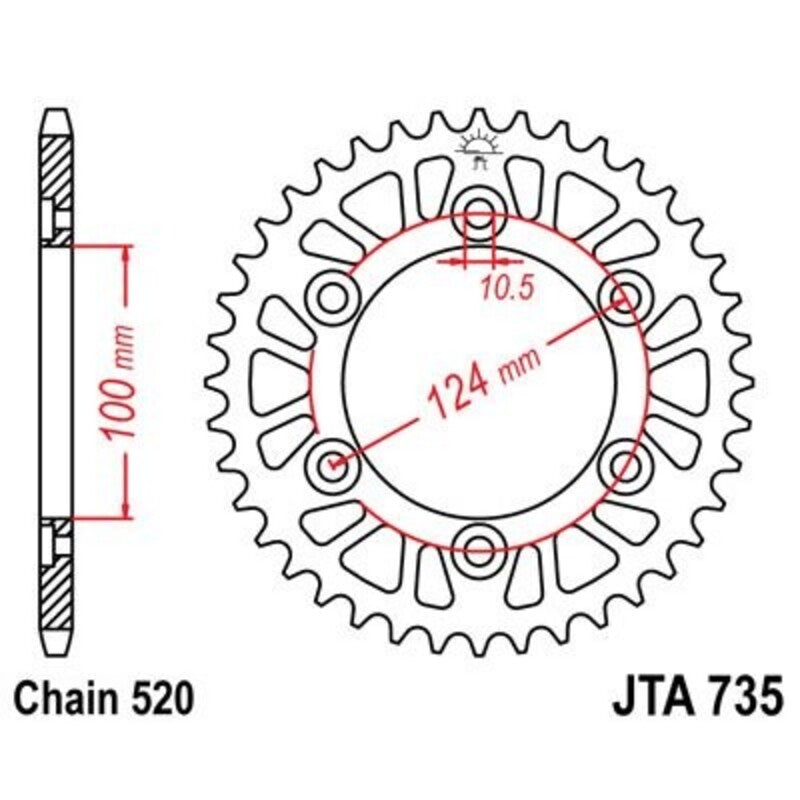 Corona JT 735 de aluminio con 37 dientes JT SPROCKETS JTA735.37