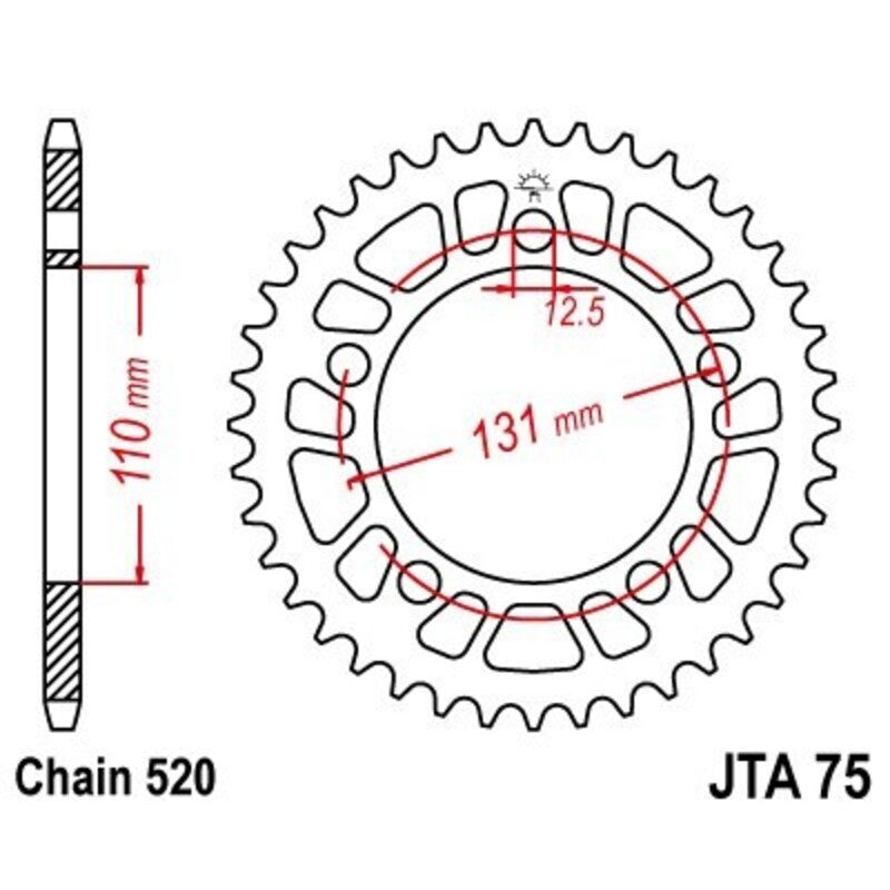 Corona JT 75 de aluminio con 45 dientes JT SPROCKETS JTA75.45
