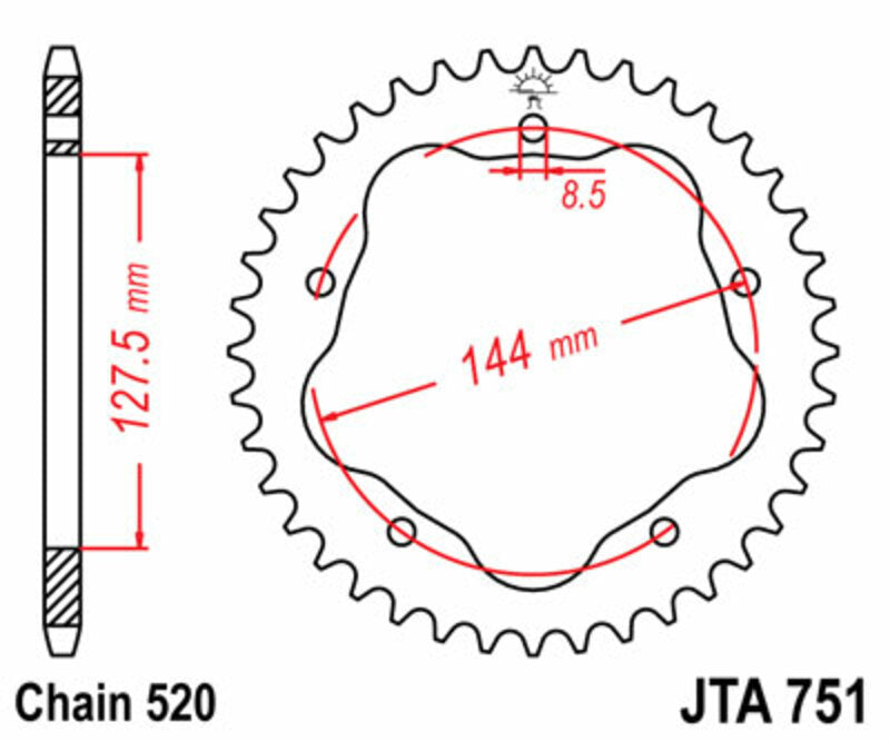 Corona JT SPROCKETS aluminio ultraligera 751 - Paso 520 JT SPROCKETS JTA751.36