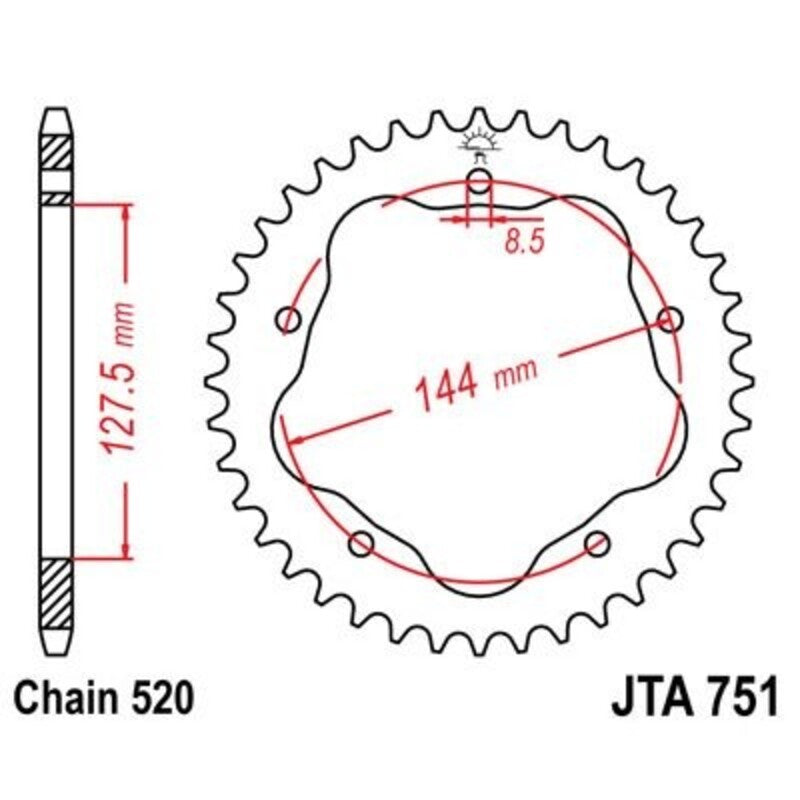 Corona JT 751 de aluminio con 43 dientes JT SPROCKETS JTA751.43