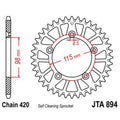 Corona JT 894 de aluminio con 46 dientes JT SPROCKETS JTA894.46