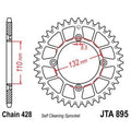 Corona JT 895 de aluminio con 48 dientes JT SPROCKETS JTA895.48