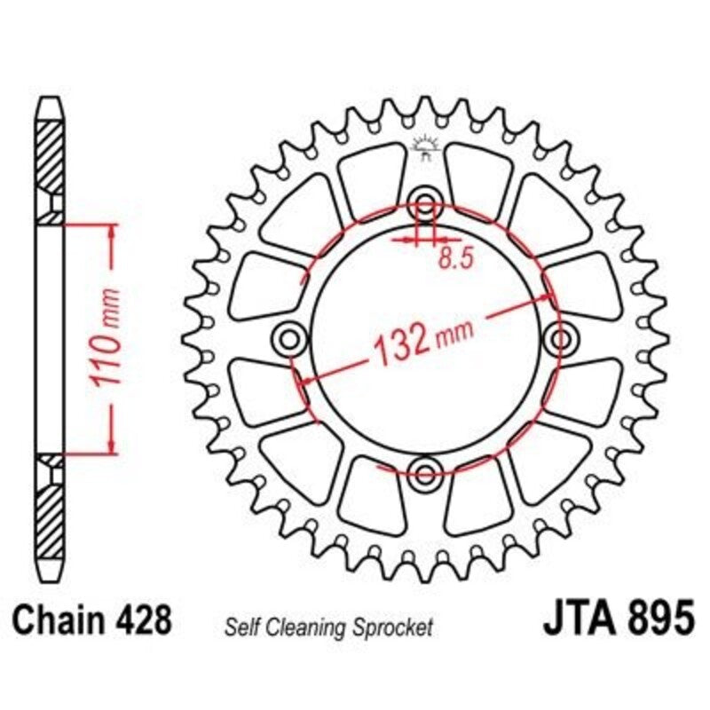 Corona JT 895 de aluminio con 48 dientes JT SPROCKETS JTA895.48