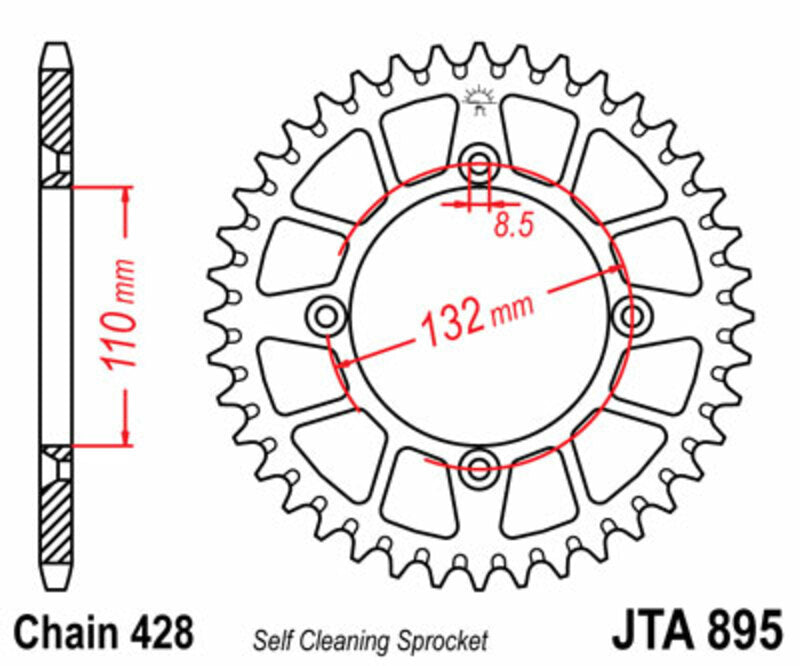 Corona JT 895 de aluminio con 49 dientes JT SPROCKETS JTA895.49