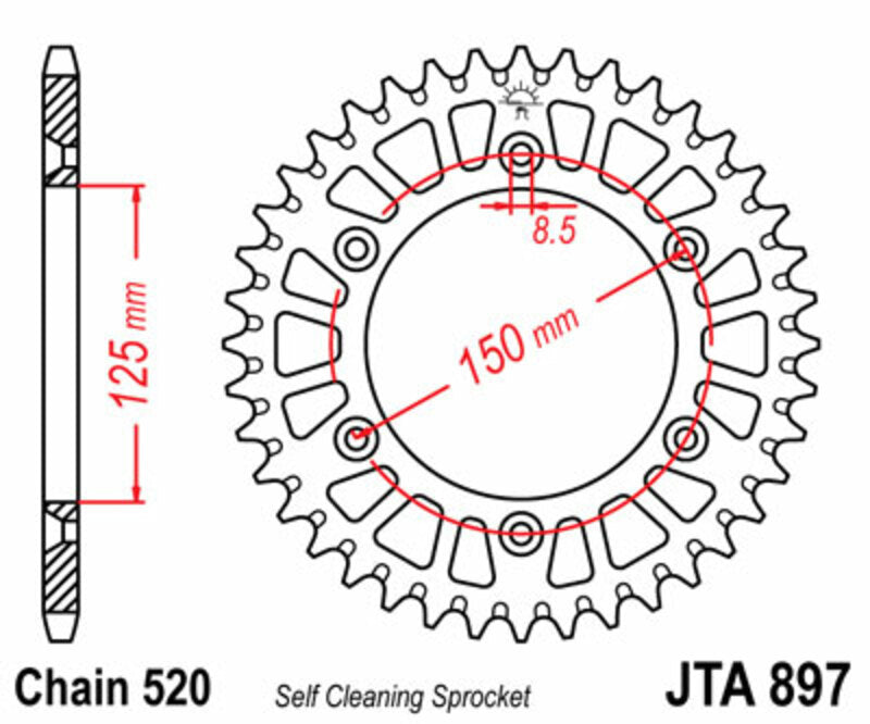 Corona JT 897 de aluminio con 40 dientes JT SPROCKETS JTA897.40