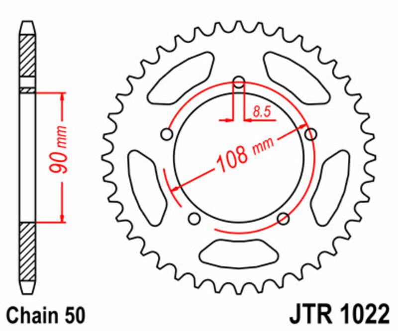 Corona JT SPROCKETS acero estándar 1022 - Paso 530 JT SPROCKETS JTR1022.40