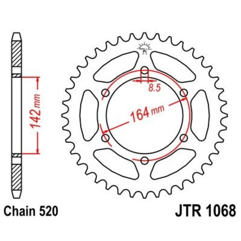 Corona JT 1068 de acero con 46 dientes JT SPROCKETS JTR1068.46