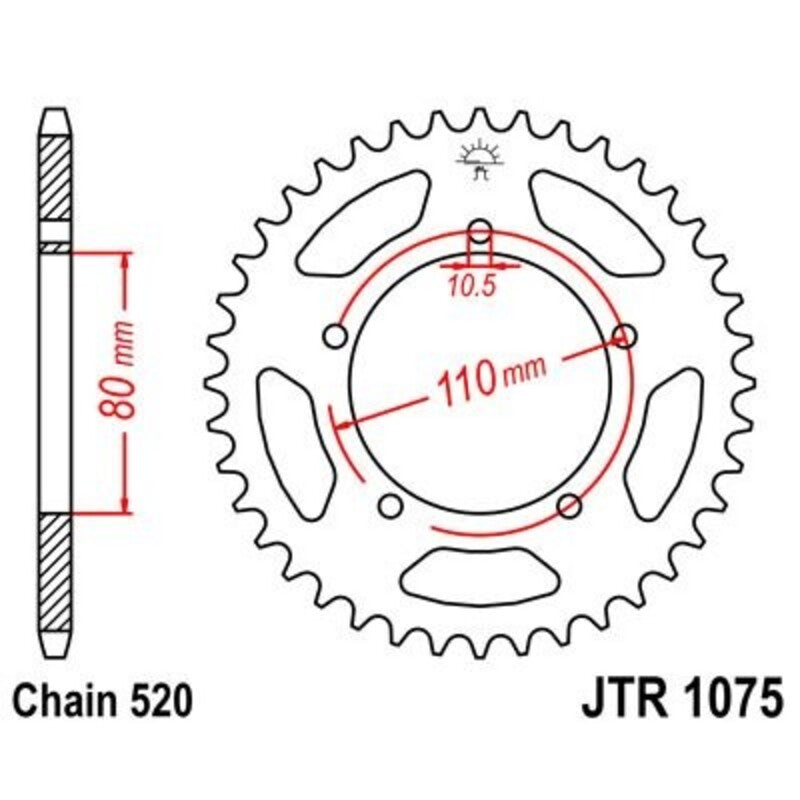 Corona JT 1075 de acero con 39 dientes JT SPROCKETS JTR1075.39