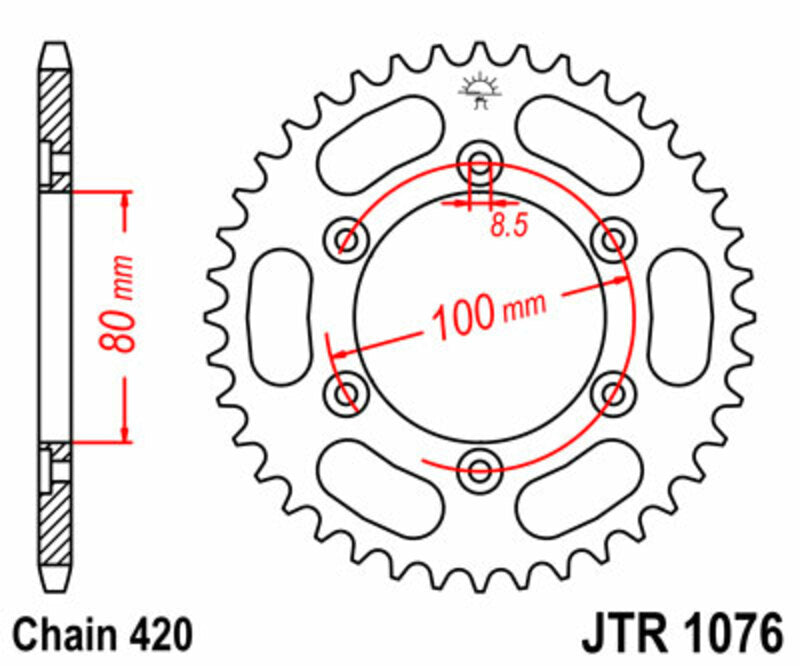 Corona JT SPROCKETS acero estándar 1076 - Paso 420 JT SPROCKETS JTR1076.48