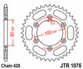 Corona JT SPROCKETS acero estándar 1076 - Paso 420 JT SPROCKETS JTR1076.52
