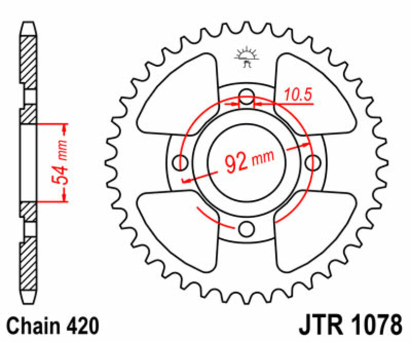 Corona JT SPROCKETS acero estándar 1078 - Paso 420 JT SPROCKETS JTR1078.47