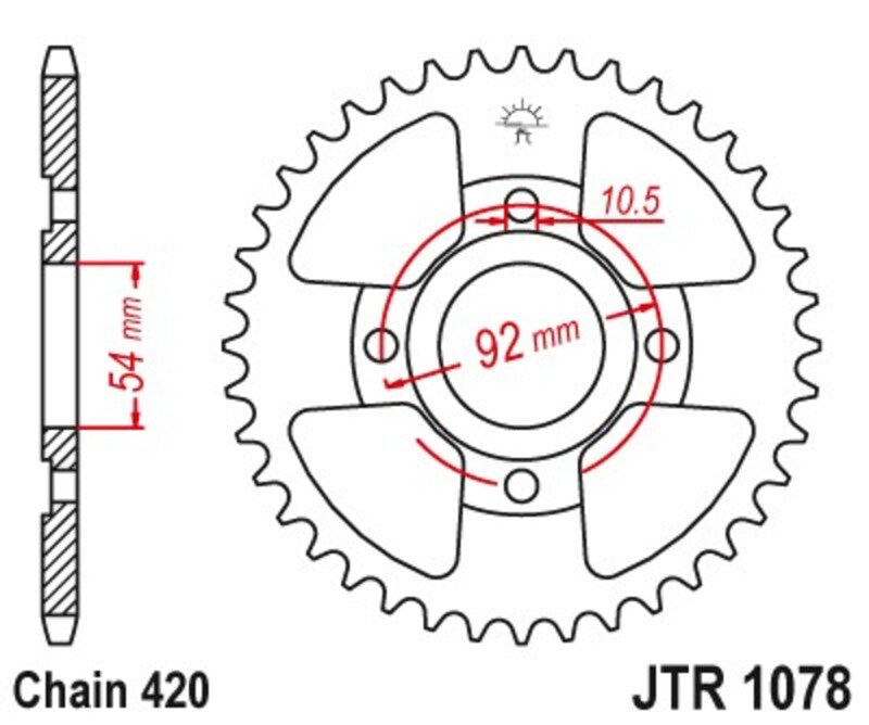 Corona JT 1078 de acero con 60 dientes JT SPROCKETS JTR1078.60