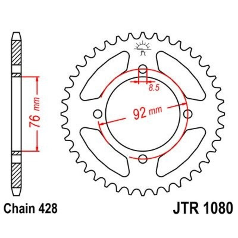 Corona JT 1080 de acero con 39 dientes JT SPROCKETS JTR1080.39