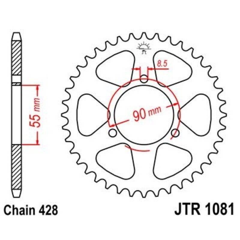 Corona JT 1081 de acero con 46 dientes JT SPROCKETS JTR1081.46