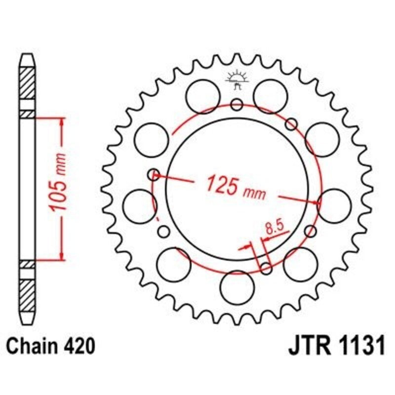 Corona JT 1131 de acero con 45 dientes JT SPROCKETS JTR1131.45
