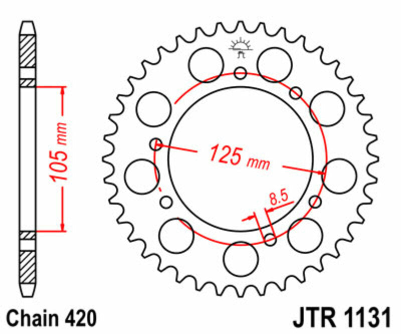 Corona JT SPROCKETS acero estándar 1131 - Paso 420 JT SPROCKETS JTR1131.50