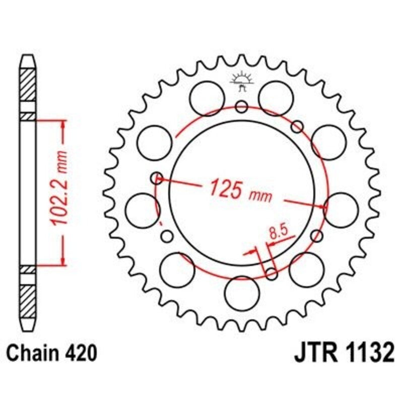 Corona JT 1132 de acero con 48 dientes JT SPROCKETS JTR1132.48