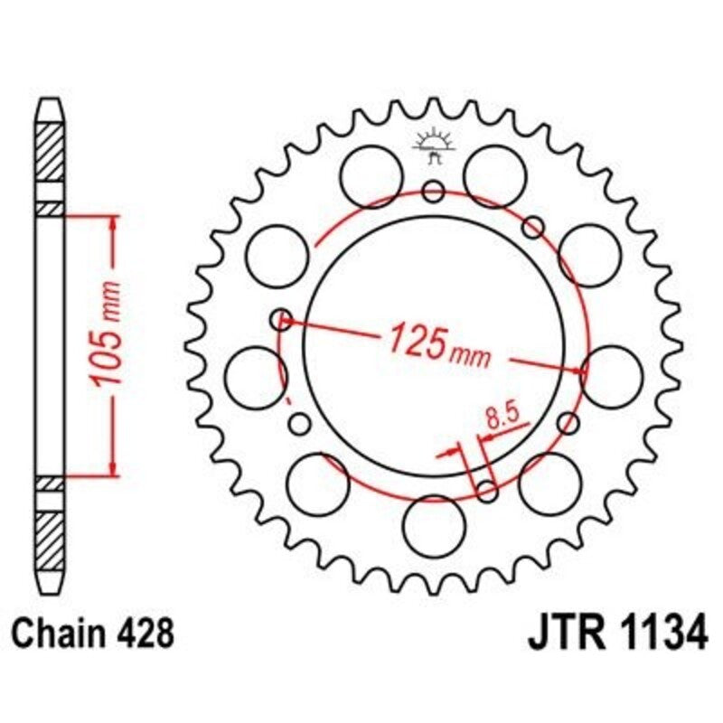 Corona JT 1134 de acero con 51 dientes JT SPROCKETS JTR1134.51