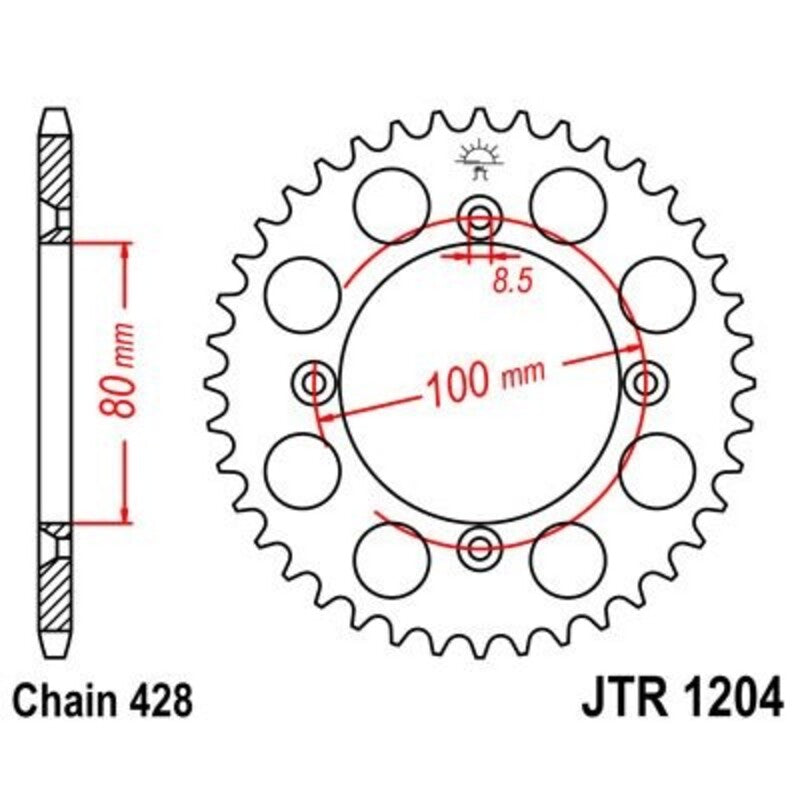 Corona JT 1204 de acero con 46 dientes JT SPROCKETS JTR1204.46