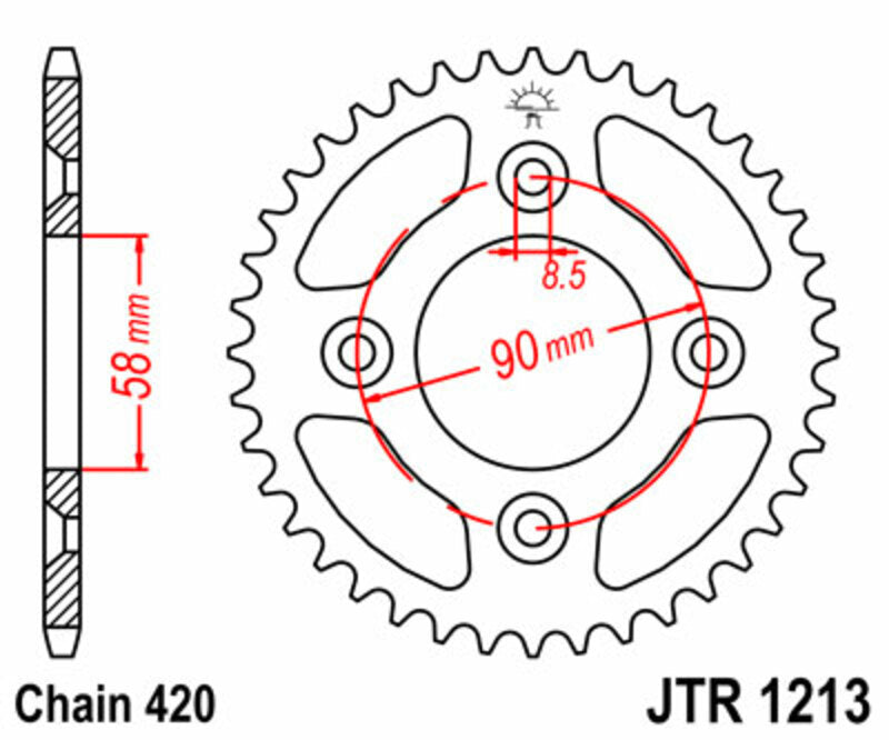 Corona JT SPROCKETS acero estándar 1213 - Paso 420 JT SPROCKETS JTR1213.37