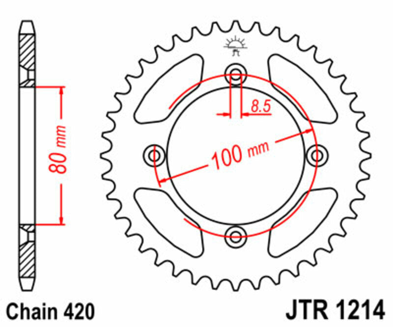 Corona JT SPROCKETS acero estándar 1214 - Paso 420 JT SPROCKETS JTR1214.36
