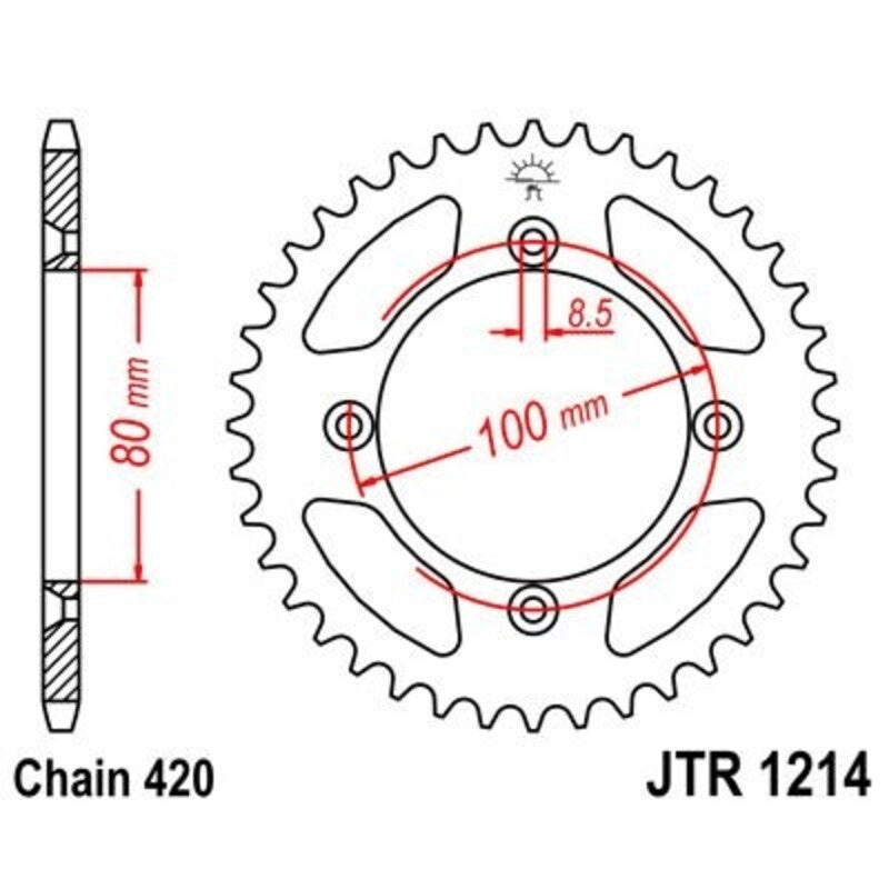 Corona JT 1214 de acero con 38 dientes JT SPROCKETS JTR1214.38
