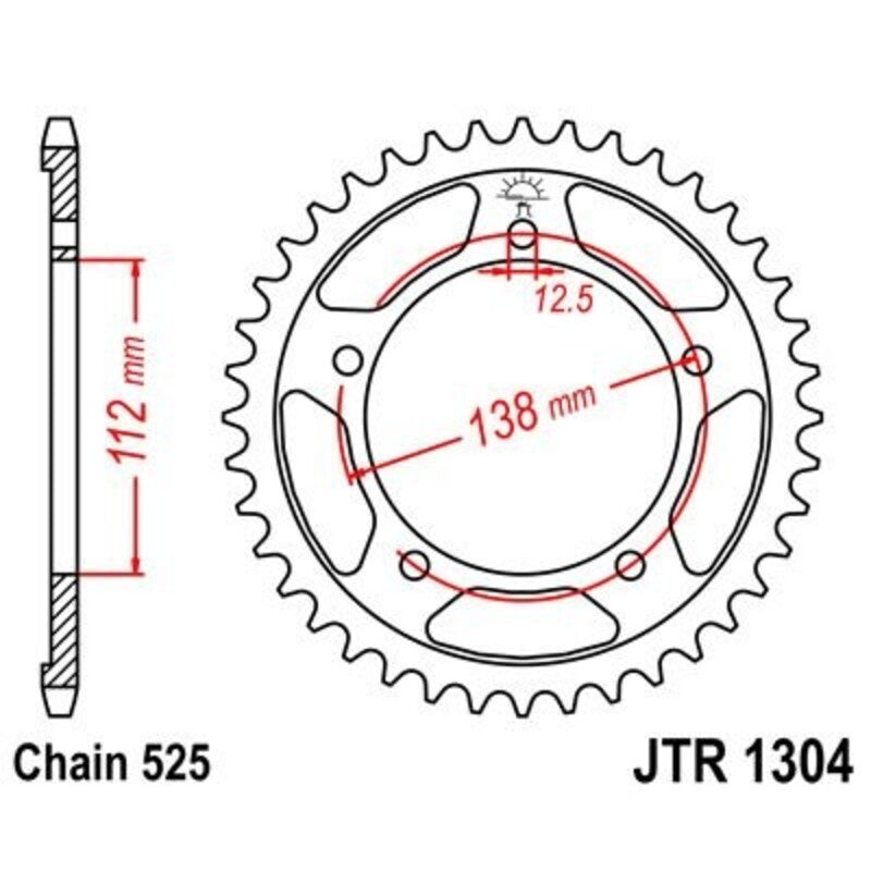 Corona JT 1304 de zinc negro con 42 dientes JT SPROCKETS JTR1304.42ZBK