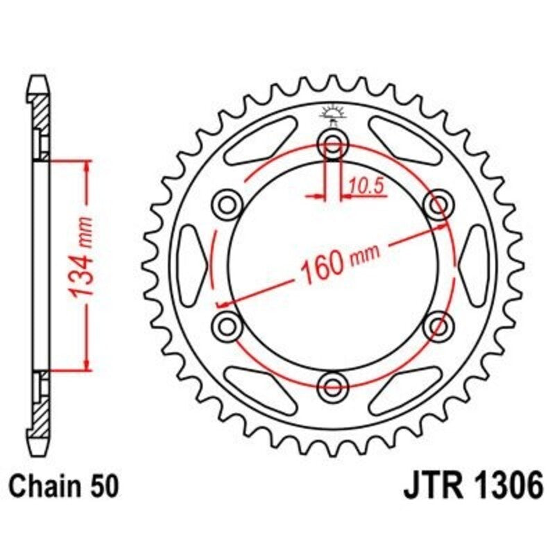 Corona JT 1306 de zinc negro con 42 dientes JT SPROCKETS JTR1306.42ZBK