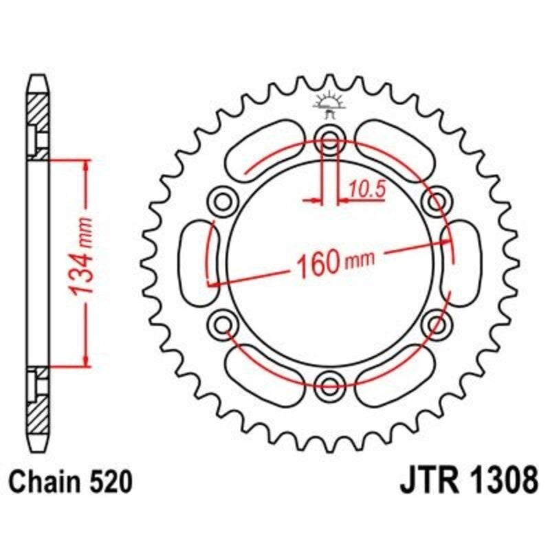 Corona JT 1308 de acero con 45 dientes JT SPROCKETS JTR1308.45