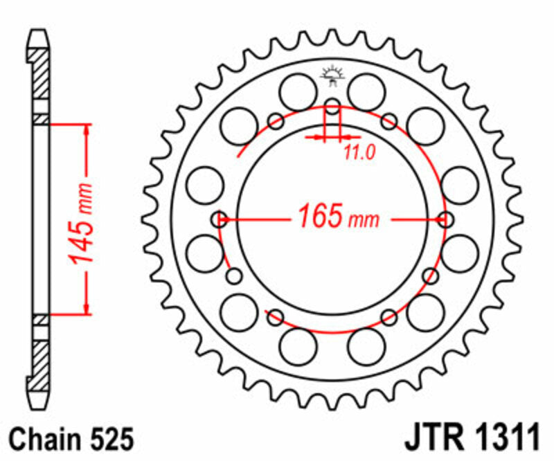 Corona JT SPROCKETS acero estándar 1311 - Paso 525 JT SPROCKETS JTR1311.45