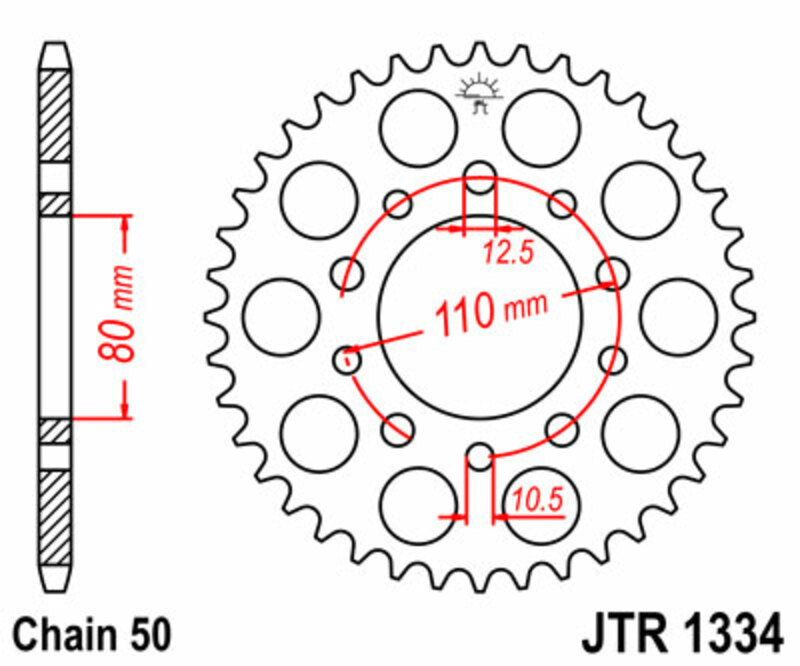 Corona JT SPROCKETS acero estándar 1334 - Paso 530 JT SPROCKETS JTR1334.36