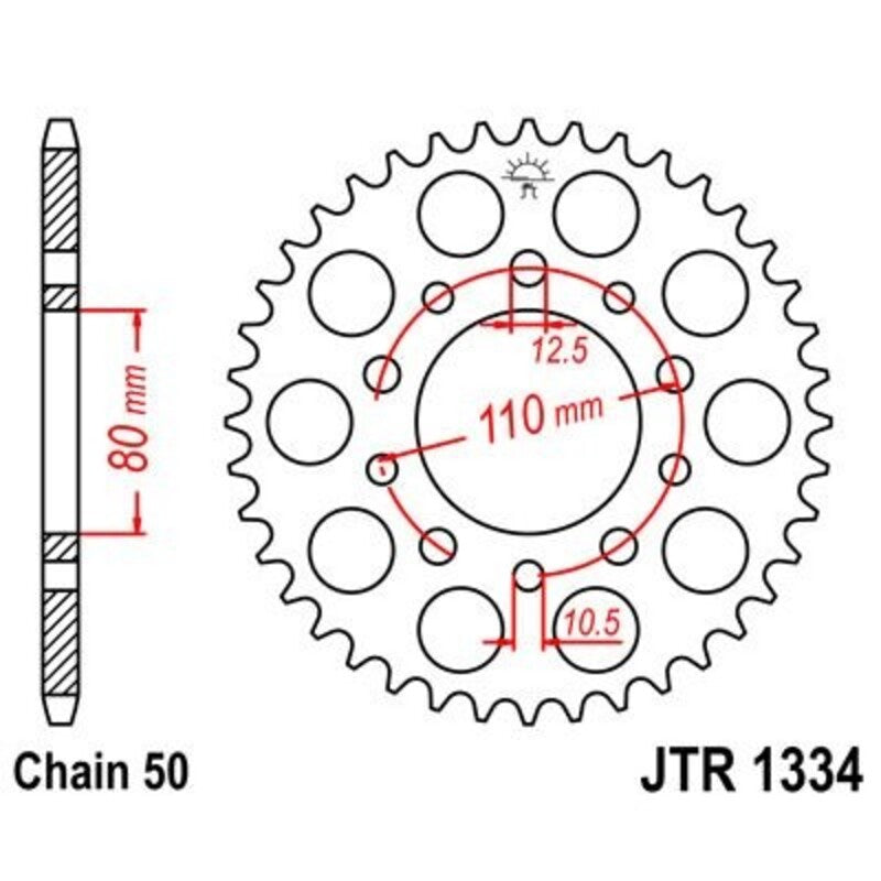 Corona JT 1334 de acero con 39 dientes JT SPROCKETS JTR1334.39